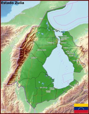 Mapa f&iacute;sico del estado Zulia