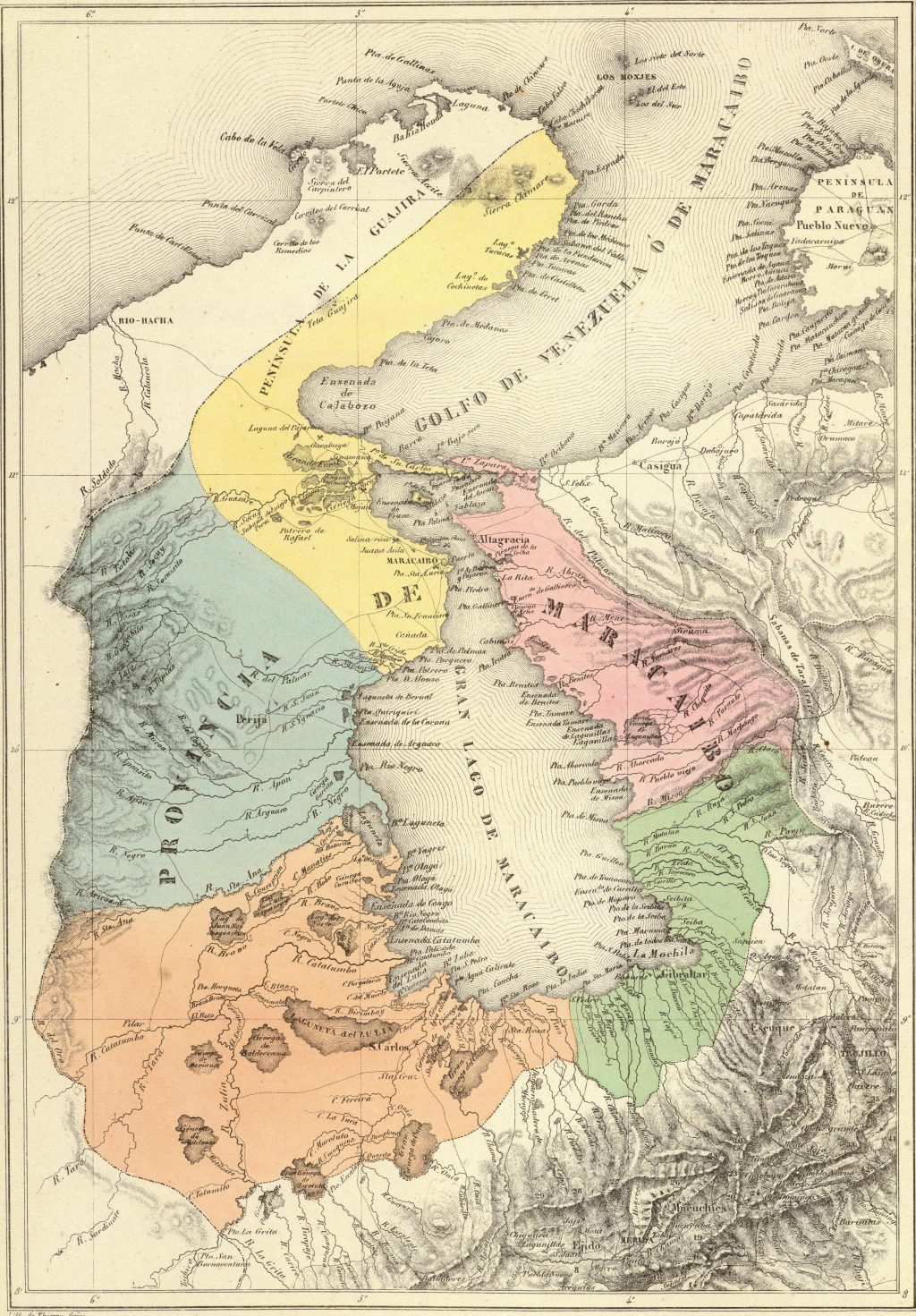 Mapa de la Provincia de Maracaibo en el a&ntilde;o 1840.