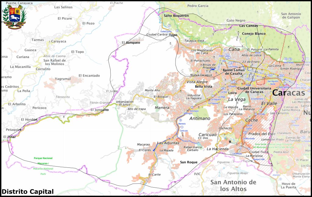 Mapa del Distrito Capital (Venezuela).