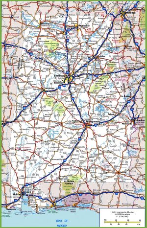 Mapa de carreteras del estado de Alabama