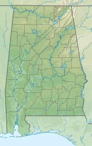 Mapa f&iacute;sico en blanco de Alabama.