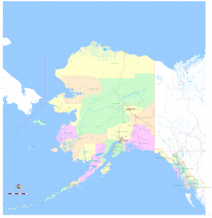 Mapa pol&iacute;tico del estado de Alaska