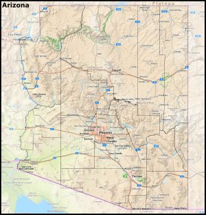Mapa del estado de Arizona
