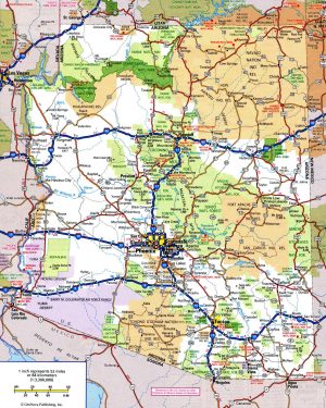 Mapa de carreteras del estado de Arizona