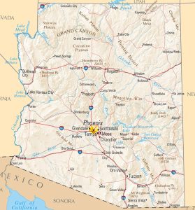 Mapa de relieve sombreado de Arizona.
