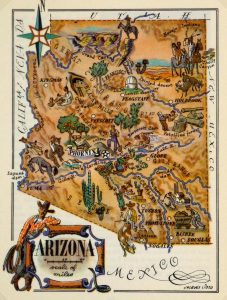 Mapa tur&iacute;stico pict&oacute;rico de Alabama de los a&ntilde;os 1940.