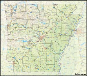Mapa del estado de Arkansas