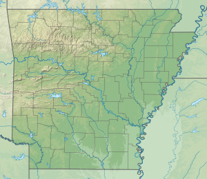 Mapa f&iacute;sico en blanco del estado de Arkansas.