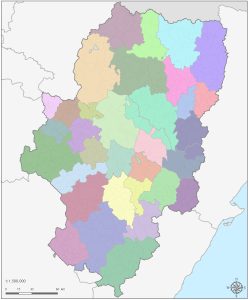 Mapa mudo de las comarcas de Aragón.