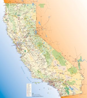 Mapa tur&iacute;stico del estado de California