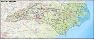 Mapa del estado de Carolina del Norte