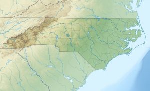 Mapa f&iacute;sico en blanco de Carolina del Norte.