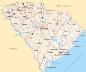 Mapa de relieve sombreado de Carolina del Sur. Mapa de relieve sombreado de Carolina del Sur.