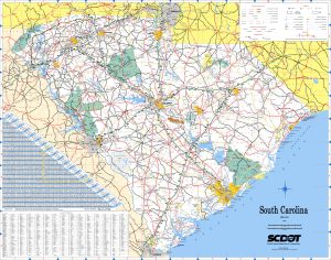 Mapa de carreteras del estado de Carolina del Sur