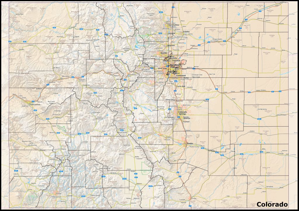 Mapa del estado de Colorado.