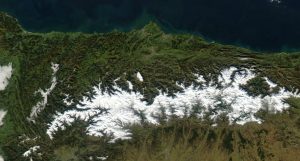 Imagen satelital de Asturias.