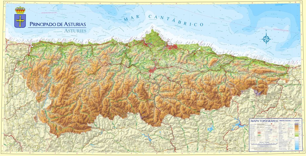 Mapa de Asturias.