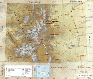 Mapa topográfico de Colorado. Mapa topográfico de Colorado.