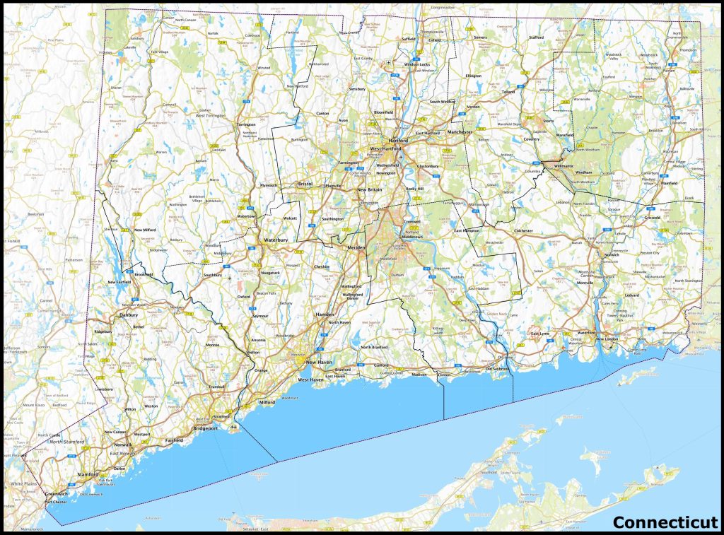 Mapa del estado de Connecticut.