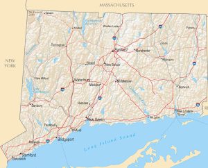 Mapa de relieve sombreado de Connecticut. Mapa de relieve sombreado de Connecticut.