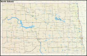 Mapa del estado de Dakota del Norte
