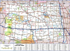 Mapa de carreteras del estado de Dakota del Norte