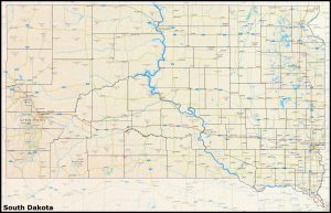Mapa del estado de Dakota del Sur