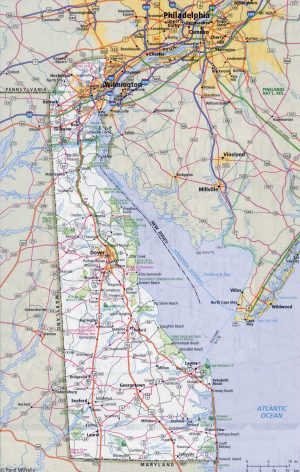 Mapa de carreteras del estado de Delaware