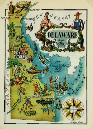 Mapa tur&iacute;stico pict&oacute;rico de Delaware