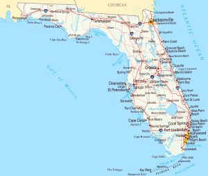 Mapa de relieve sombreado de Florida.