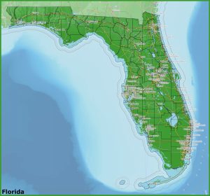Mapa f&iacute;sico del estado de Florida