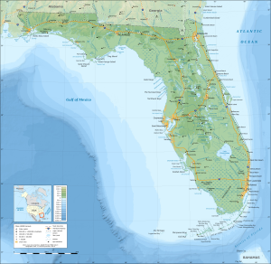 Topograf&iacute;a del estado de Florida.