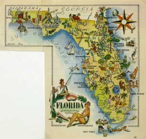 Mapa tur&iacute;stico pict&oacute;rico de Florida