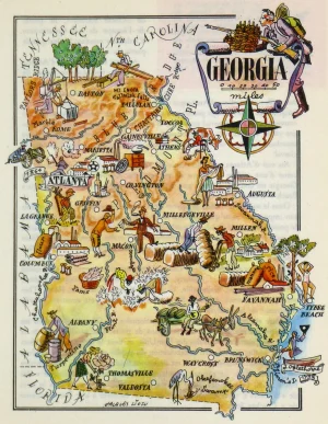 Mapa tur&iacute;stico pict&oacute;rico de Georgia (Estados Unidos)