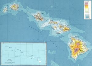 Mapa f&iacute;sico del estado de Haw&aacute;i