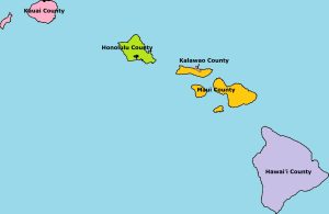 Mapa pol&iacute;tico del estado de Haw&aacute;i