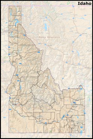 Mapa del estado de Idaho