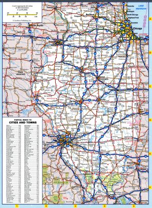 Mapa de carreteras del estado de Illinois