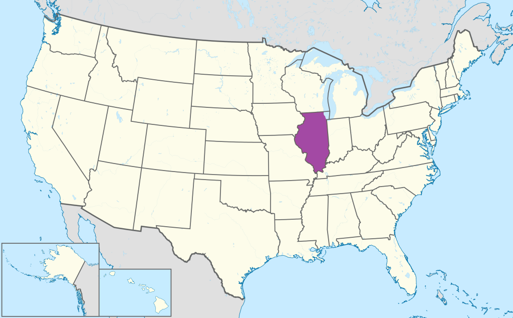 Mapa de ubicaci&oacute;n del estado de Illinois en Estados Unidos.