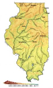 Mapa topográfico del estado de Illinois. Mapa topográfico del estado de Illinois.