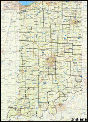 Mapa del estado de Indiana