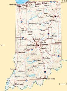 Mapa de relieve sombreado de Indiana.