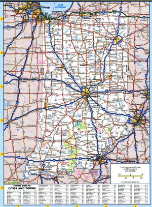 Mapa de carreteras del estado de Indiana
