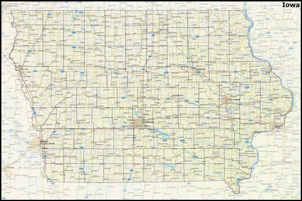 Mapa del estado de Iowa.