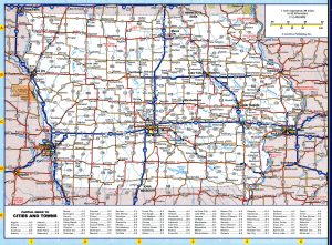 Mapa de carreteras del estado de Iowa