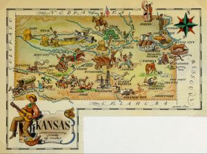 Mapa tur&iacute;stico pict&oacute;rico de Kansas