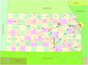 Mapa pol&iacute;tico del estado de Kansas