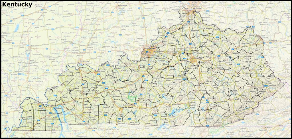 Mapa del estado de Kentucky.