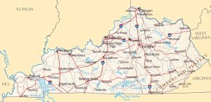 Mapa de relieve sombreado de Kentucky.