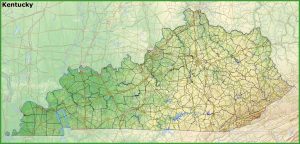 Mapa f&iacute;sico del estado de Kentucky